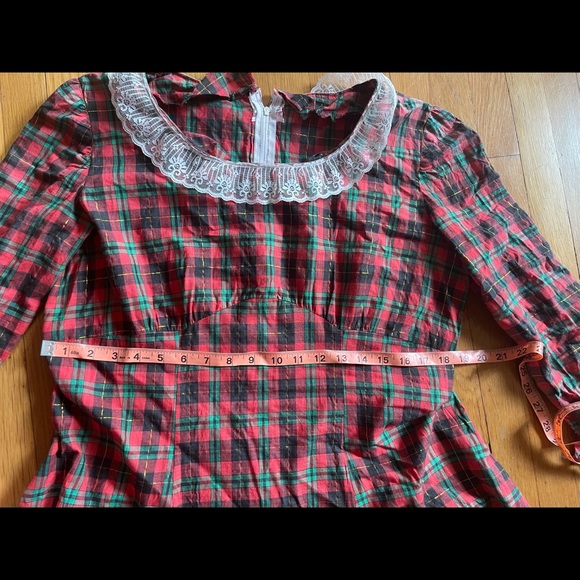 70s Vintage Volup Plus Size Plaid Prairie Holiday Dress - Picture 6 of 10
